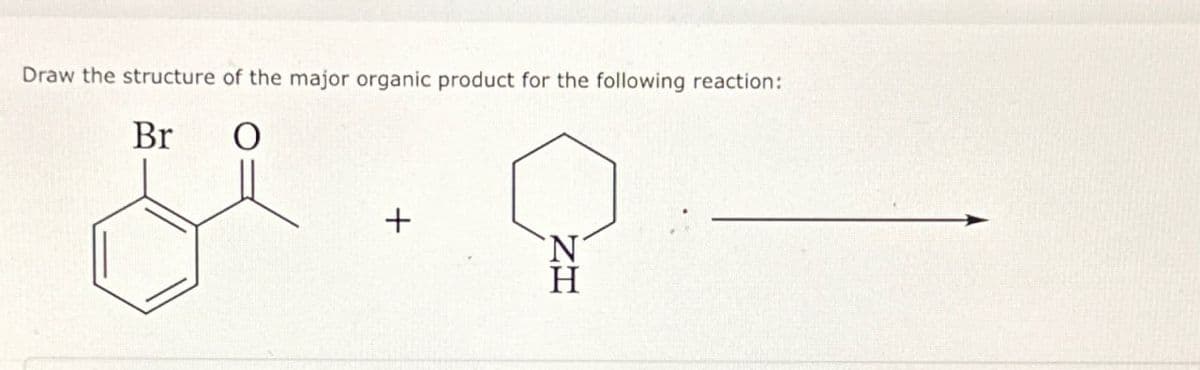 Draw the structure of the major organic product for the following reaction:
Br
0
+
N
H